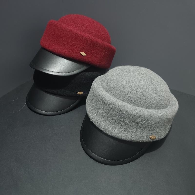 Autumn and winter new wool woolen cap women's versatile warm newsboy hat fashion show face small equestrian hat