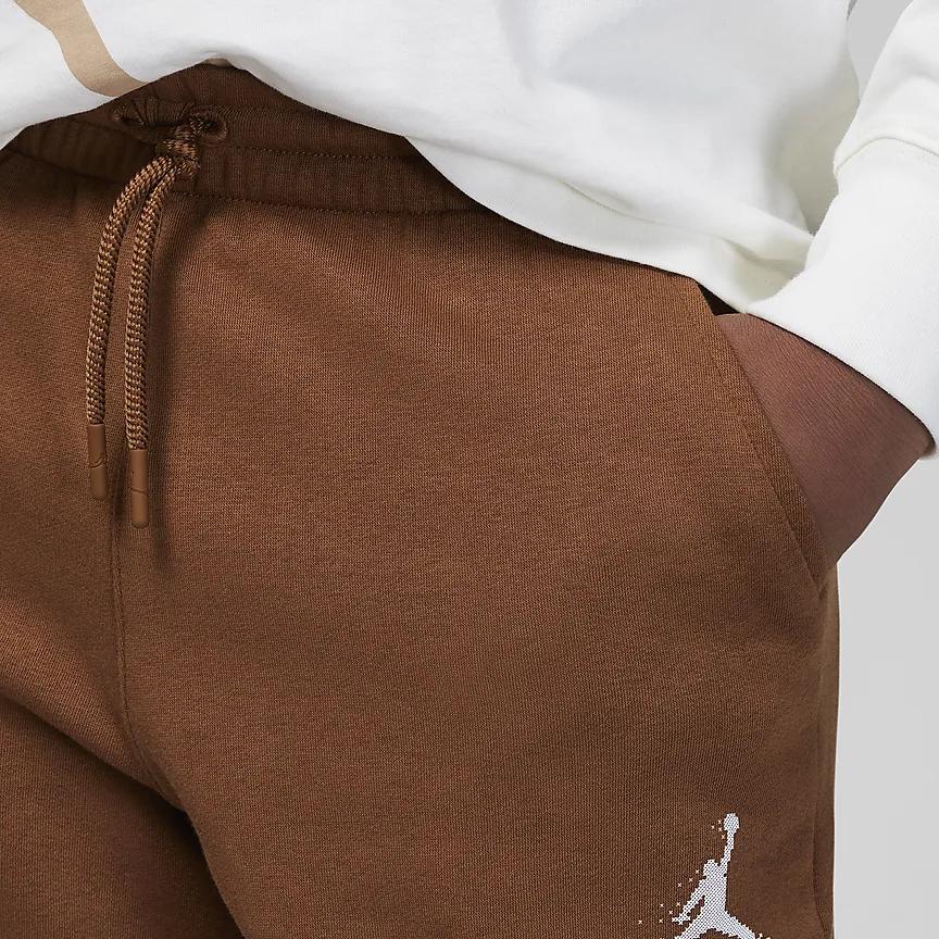 Jordan MJ Essentials Member Letter Tie Casual Ribbed Cuff Fleece-Lined Knit Sweatpants Kids Bottoms Light-British-Tan FV5650-281