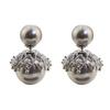 Front and Rear Wearing Crown Bead Stud Earrings, High-end Light Luxury Earrings, French Personalized Design, Silver Needle Earrings Wholesale