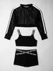 Kids Girls 3Pcs Jazz Hip Hop Dance Outfits Short Net Blouse with Tank Top and Booty Shorts Workout Suit