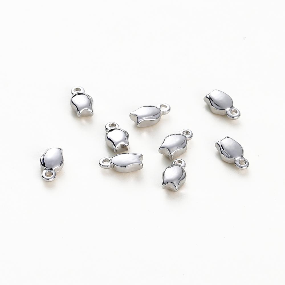 20 шт./лот Позолоченный латунный кулон в форме тюльпана, цвет золота 14K/18K, 4x7 мм, подвески для изготовления DIY ожерелий, принадлежности для ювелирных изделий