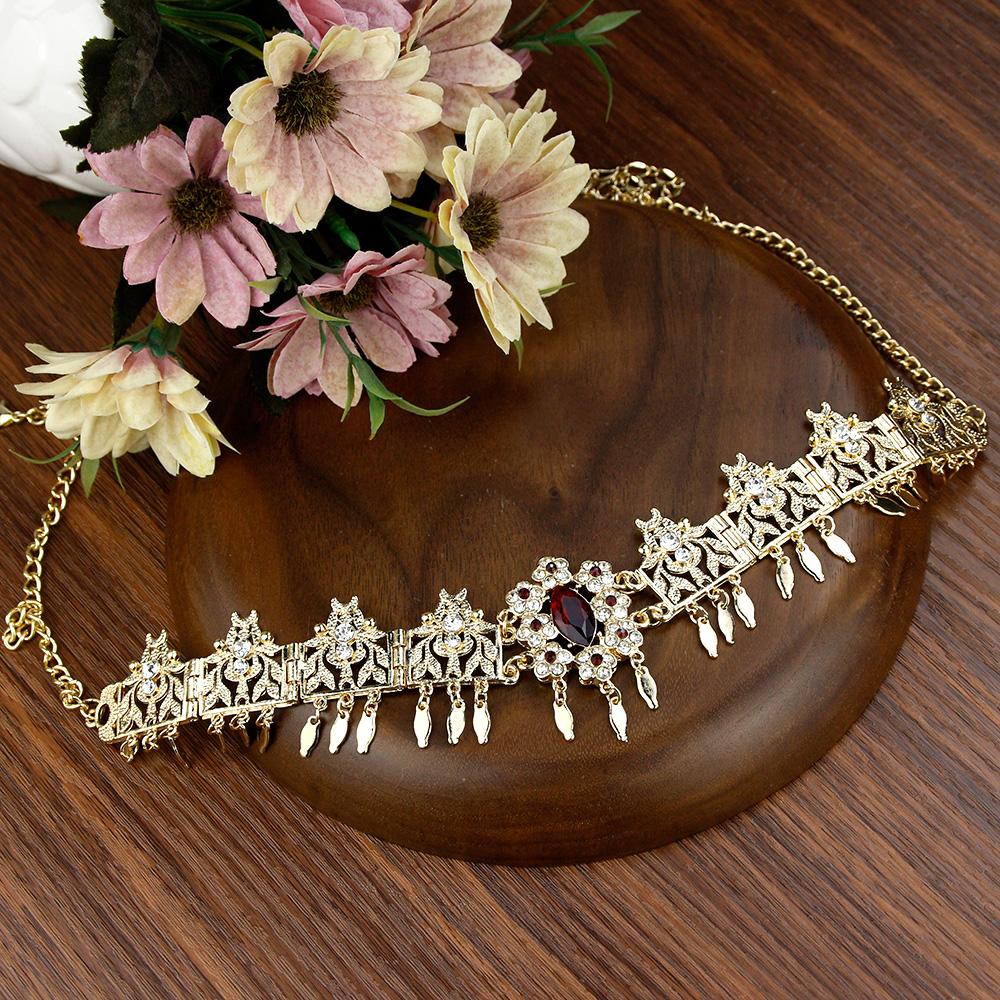 Цепочка на лоб невесты, корона, ювелирные изделия, женские изделия для волос, золотой цвет, хрустальная арабская повязка для волос