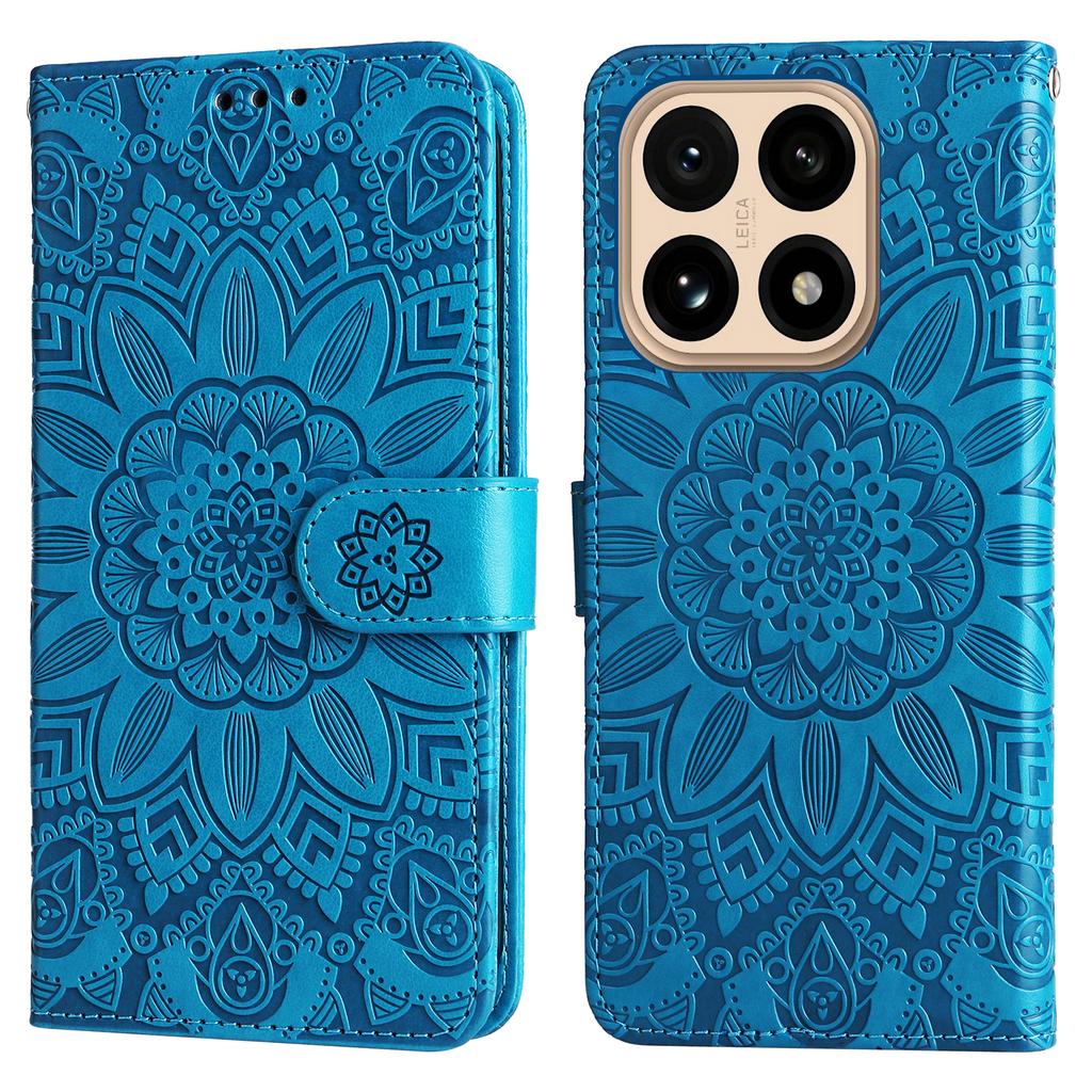 Для Xiaomi 15T Чехол Кожаный кошелек с оттиском подсолнуха Чехол для телефона