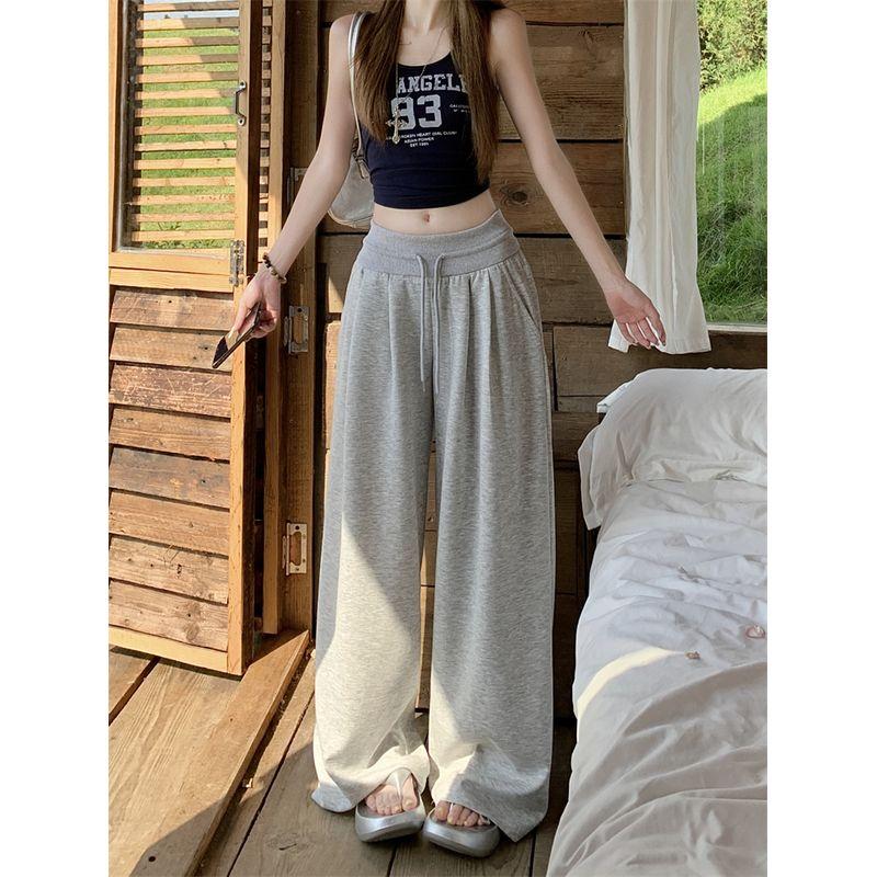 Kumikumi Idle Style Vintage Stripe Contrast Color Casual Pants Women's Autumn Loose Easiest for Match Drooping Wide-Leg Pants