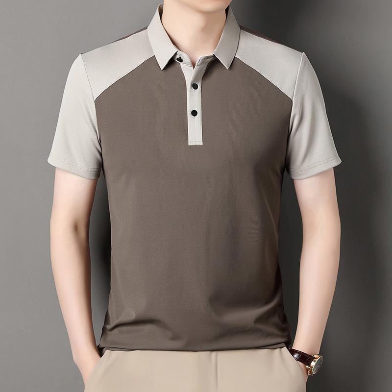 Рубашка поло мужская Splicing Craft Business Casual контрастного цвета из хлопка, мягкая дышащая футболка с короткими рукавами
