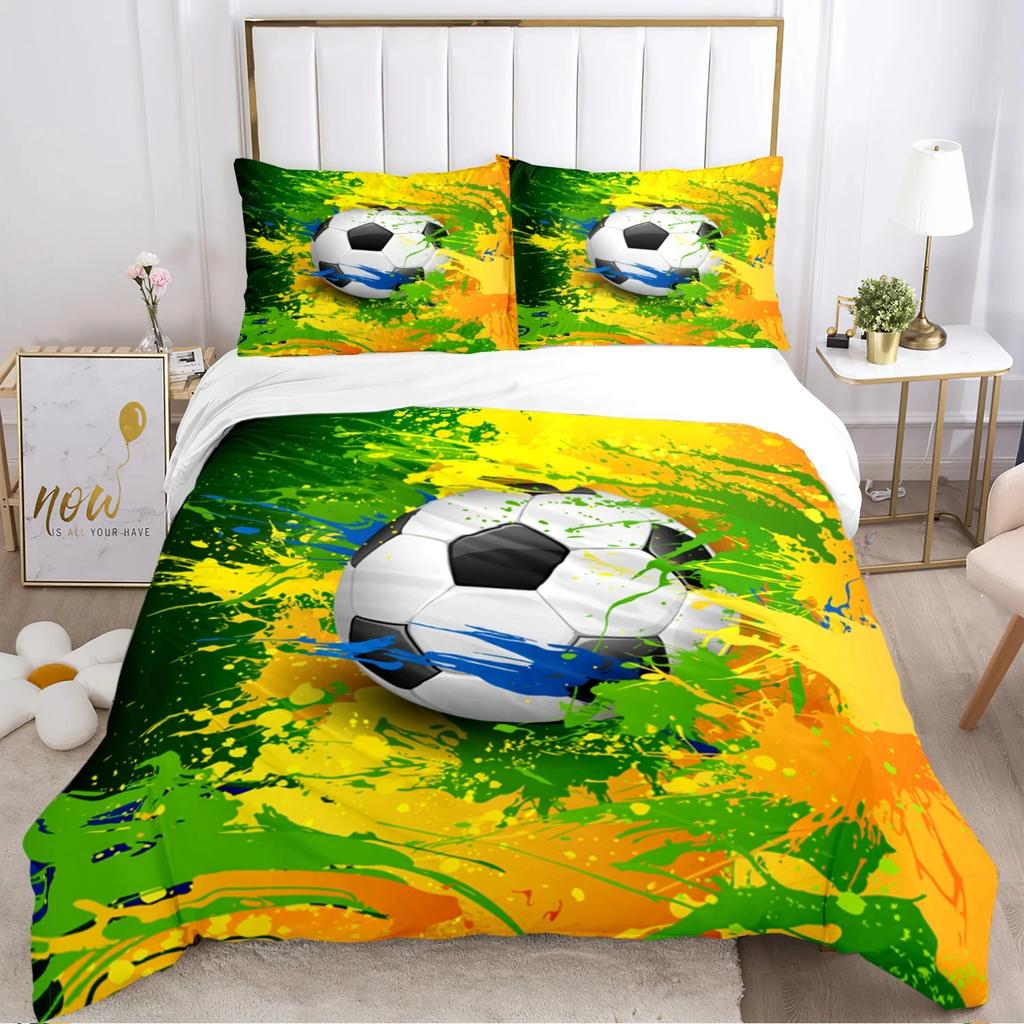 Мягкий комплект постельного белья с пододеяльником Футбол Мягкий теплый одеяло Комплекты постельного белья плюс наволочки для Teens, Односпальный/Двуспальный/Квин/Кинг Удобный пододеяльник Наволочка