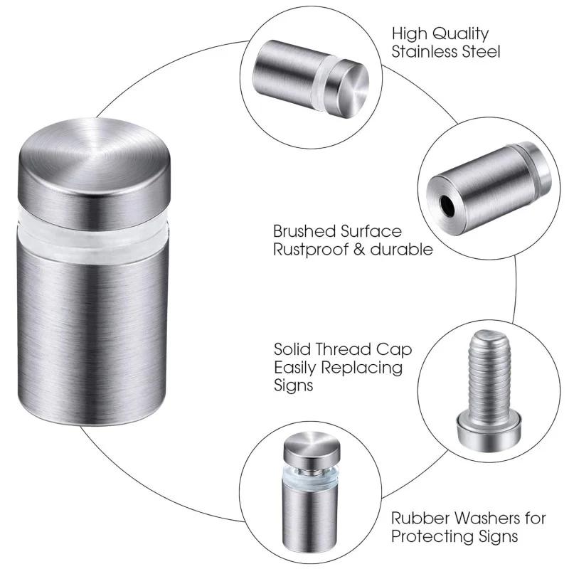 10 шт. Винты-держатели для вывесок 12x25 мм Рекламный винт Нержавеющая сталь Настенные держатели для вывесок Стекло Акрил Монтажная фурнитура для крепления гвоздями