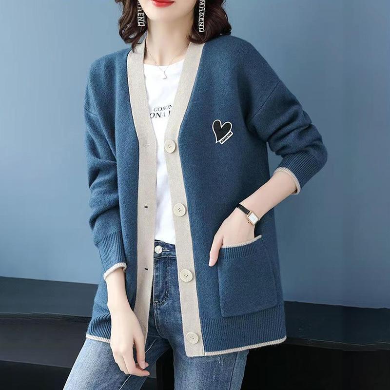 Вязаная куртка-кардиган, женская осенне-зимняя утолщенная теплая повседневная эластичная куртка-свитер, универсальная повседневная удобная куртка