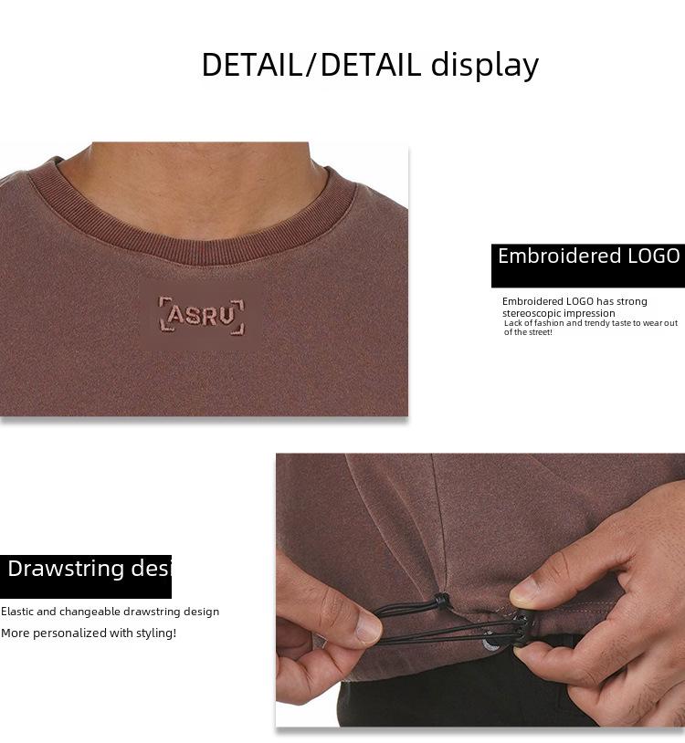 Мужская модная ретро-футболка из стираного хлопка с коротким рукавом