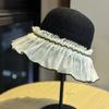 Korean-style Japanese mesh pearl fisherman hat for women, summer hollow breathable versatile small bucket hat for travel and sun protection