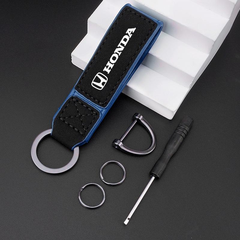 EKSBU1 Suede Car Emblem Keychain Buckle Key Ring For Honda Civic Fit Jazz Accord Pilot CRV Odyssey Shuttle HRV Fk7 Fk2 Mugen Fk8 Type R