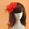 1 шт. Детская заколка для волос с цветком и пером для девочки, аксессуары для волос, декор из жемчуга и бисера, головной убор, шляпка-фасинатор