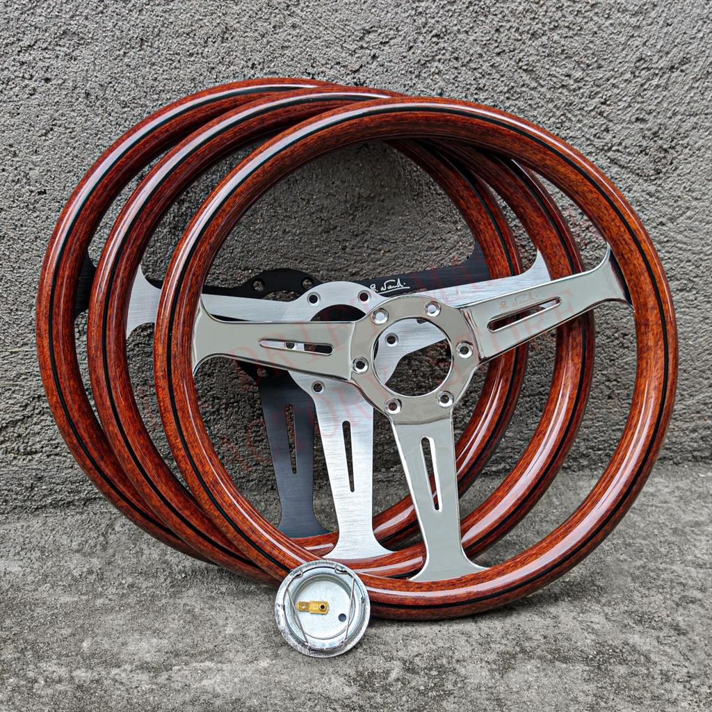 14Inch 358mm Classic Wooden Steering Wheel Universal Racing Sport Steering Wheel 74mm PCD