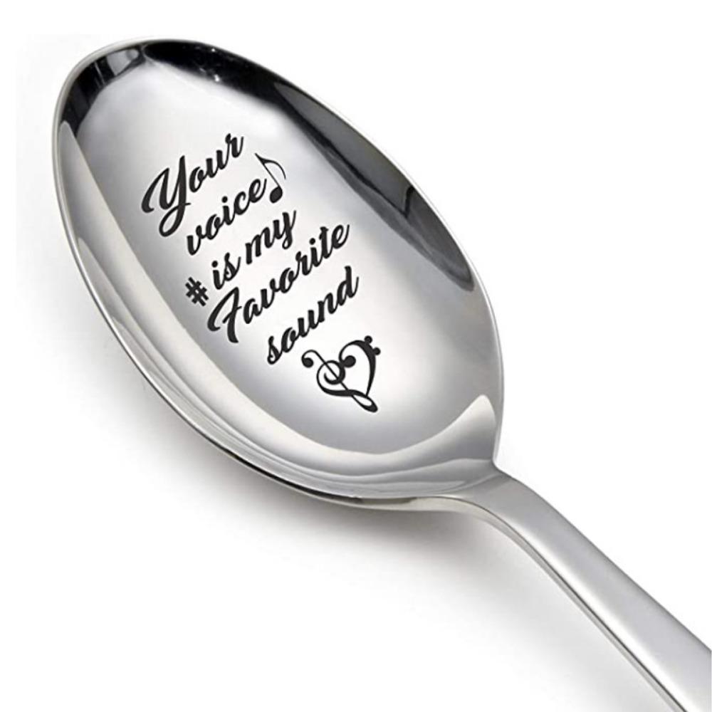 Engraved Design Key of Love Spoon Personalized Text Love Letter Spoon Romantic Gift