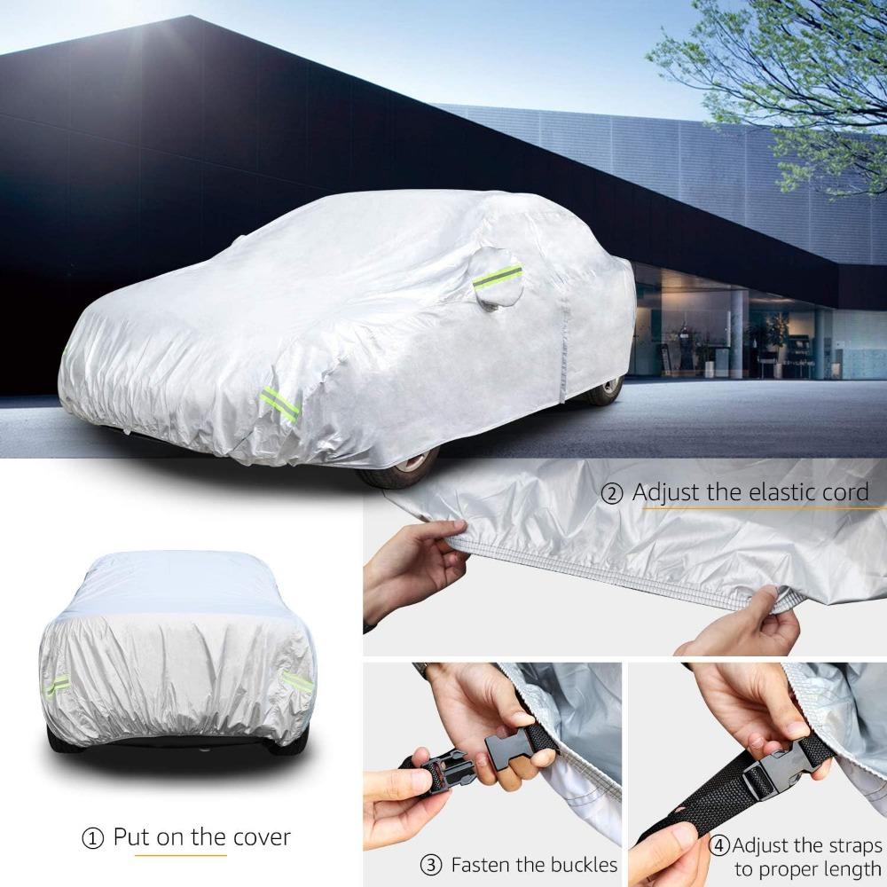 Basics Silver Weatherproof Car Cover - 150D Oxford, Sedans Up To 200"