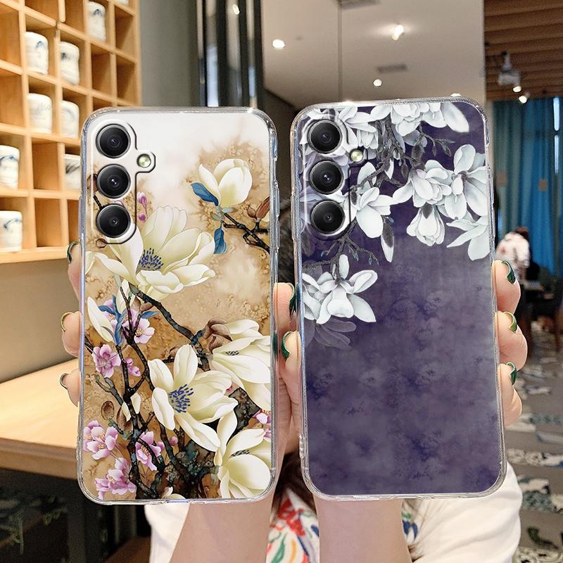 Мягкий силиконовый чехол Flower для Xiaomi Redmi Note 13 Pro 13C Poco C65 Samsung A35 A55 M35 S24 Huawei Honor 200 iPhone Camera Защитный противоударный чехол