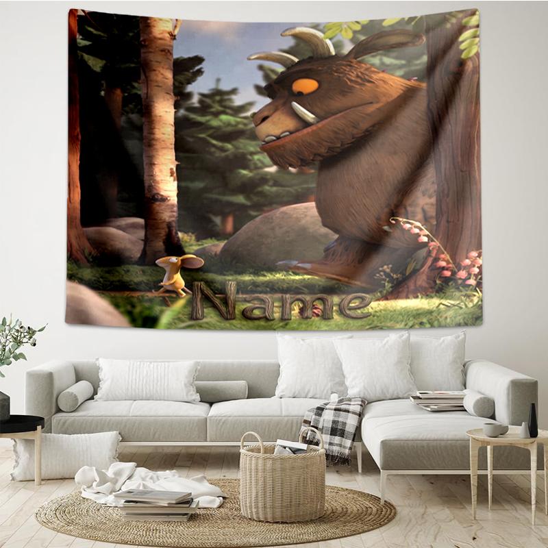 Custom Name The Gruffalo Print Tapestry, Backdrop, Easy Setup, Ideal for Bedroom, Office & Living Room, with Aesthetic Wall Hanging Decor.