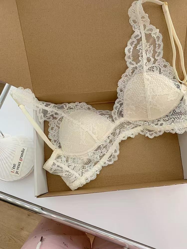Pure desire wind lace mesh women's thin large breasts show small comfortable back sexy steel ring breathable bra cover