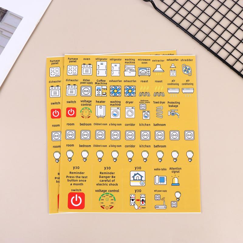 Водонепроницаемые самоклеящиеся этикетки для идентификации автоматических выключателей для домашнего электрощита и панели