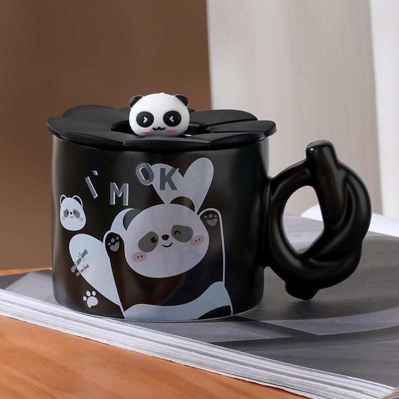 Милая мультяшная панда керамическая чашка персонализированная кружка для студентов мужского и женского пола пара стакан воды подарочная кофейная чашка для домашнего использования