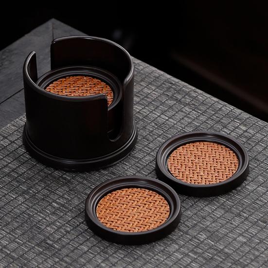 6 шт. Изолированные подставки Теплоизоляционная ротанговая подставка Защита от ожогов Нескользящие Квадратные Подставки для чайных чашек Многофункциональные Подставки для кофейного столика