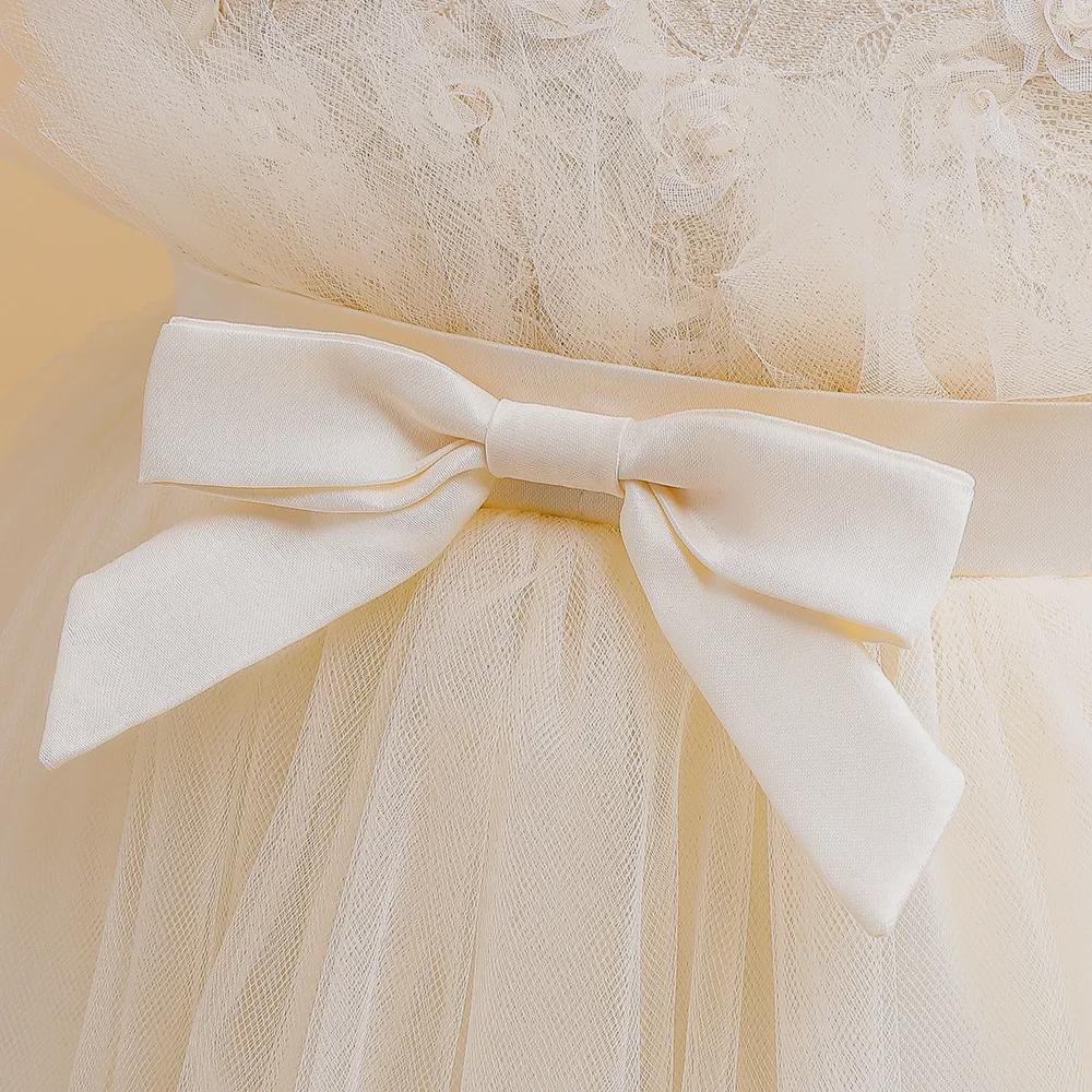 Детское сетчатое пышное свадебное и праздничное длинное платье в европейском и американском стиле с рукавами-крылышками