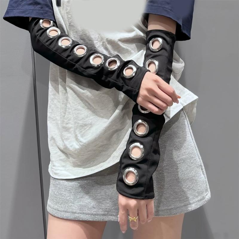 Панк нарукавники Дышащий эластичный дизайн Нарукавники Перчатки без пальцев Манжеты Рукава Для музыкального фестиваля и уличной одежды