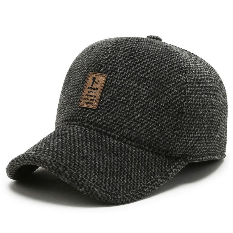 Зимняя шапка Мужская флисовая холодостойкая и теплая шапка с плоским верхом Шапка дедушки шерстяная утолщенная с защитой ушей утиный козырек хлопковая шапка