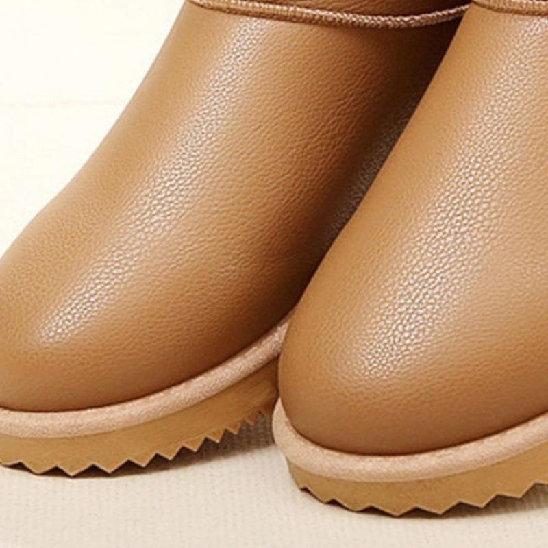 Кожаные полусапоги, пушистые, нескользящие, водонепроницаемые, на платформе, женские, зимняя обувь, сохраняющая тепло, женские сапоги для снега