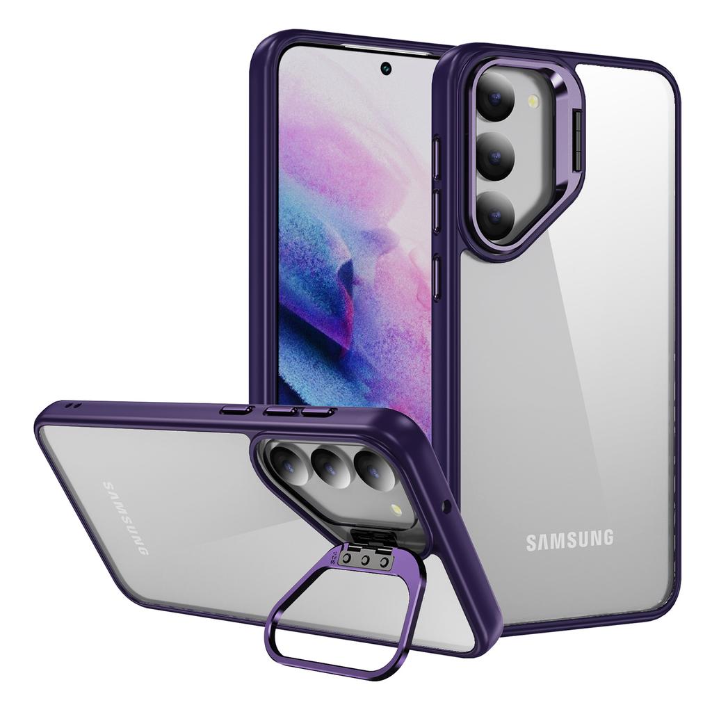 For Samsung Galaxy S23+ Case Lens Frame Kickstand TPU + Acrylic Protective Phone Cover