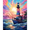 DIY картинки по номерам, маяк, парусная лодка, наборы, ручная роспись, картина по номерам, рисунок на холсте, домашний декор