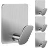 Wall Adhesive Towel Hooks Heavy Duty Stick On Wall Hooks Hanging Clothes Hats Bathroom Kitchen Stainless Steel Hanger Hook
