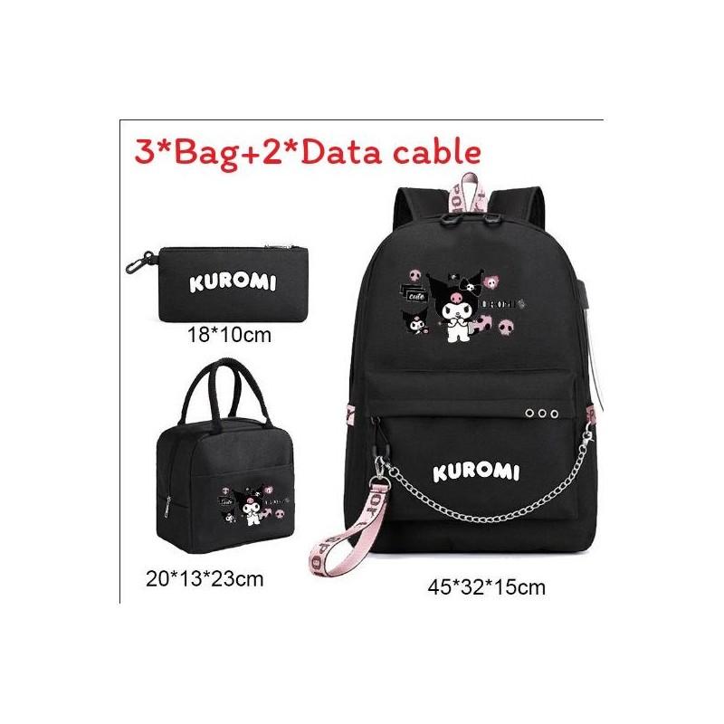 Stray Kids Kuromi Chain Double Shoulder Bag Lunch Box And Pen Case For Casual Travel