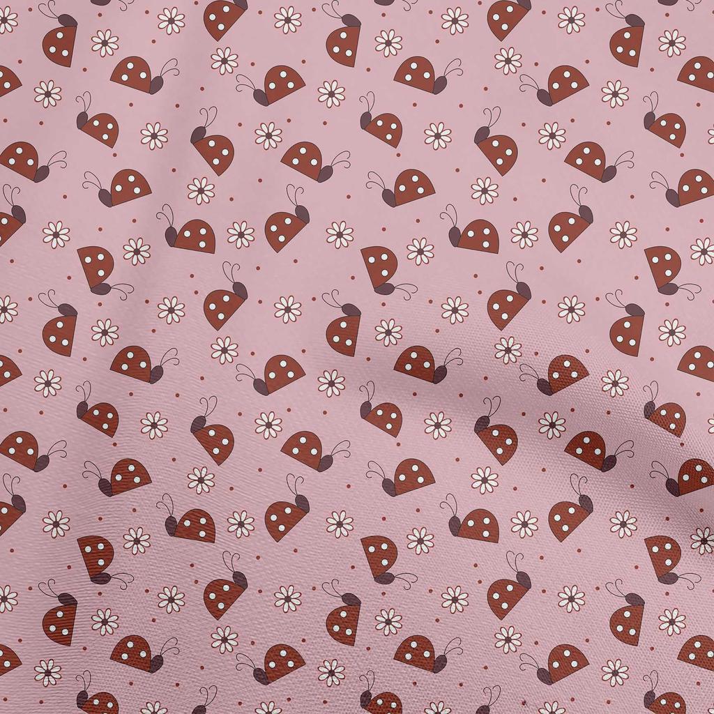 oneOone Cotton Poplin Light Blue Fabric Bird Ladybird  Quilting Supplies Print Sewing Fabric By The Yard 42 Inch