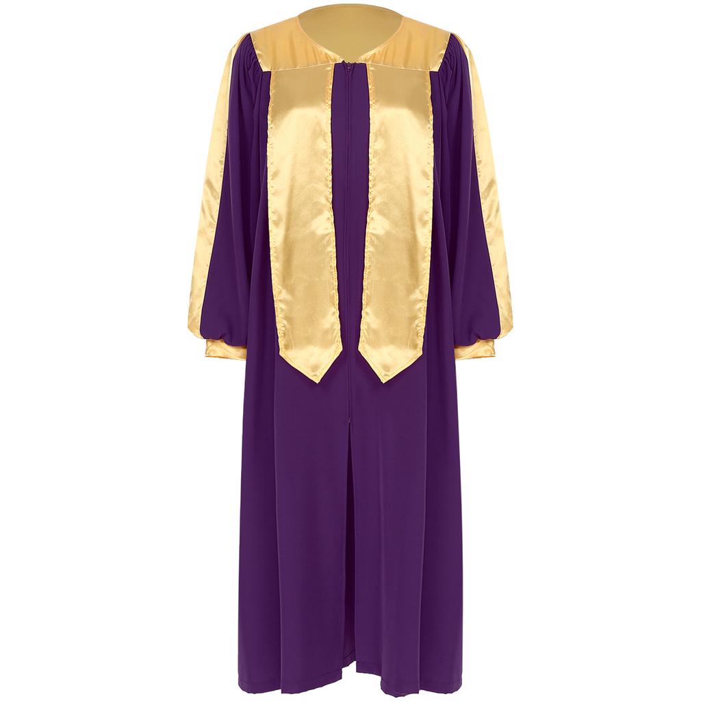 Унисекс взрослый хоровой халат для церковного крещения с V-образным вырезом и длинным рукавом, цветные блоки, на молнии, костюмы