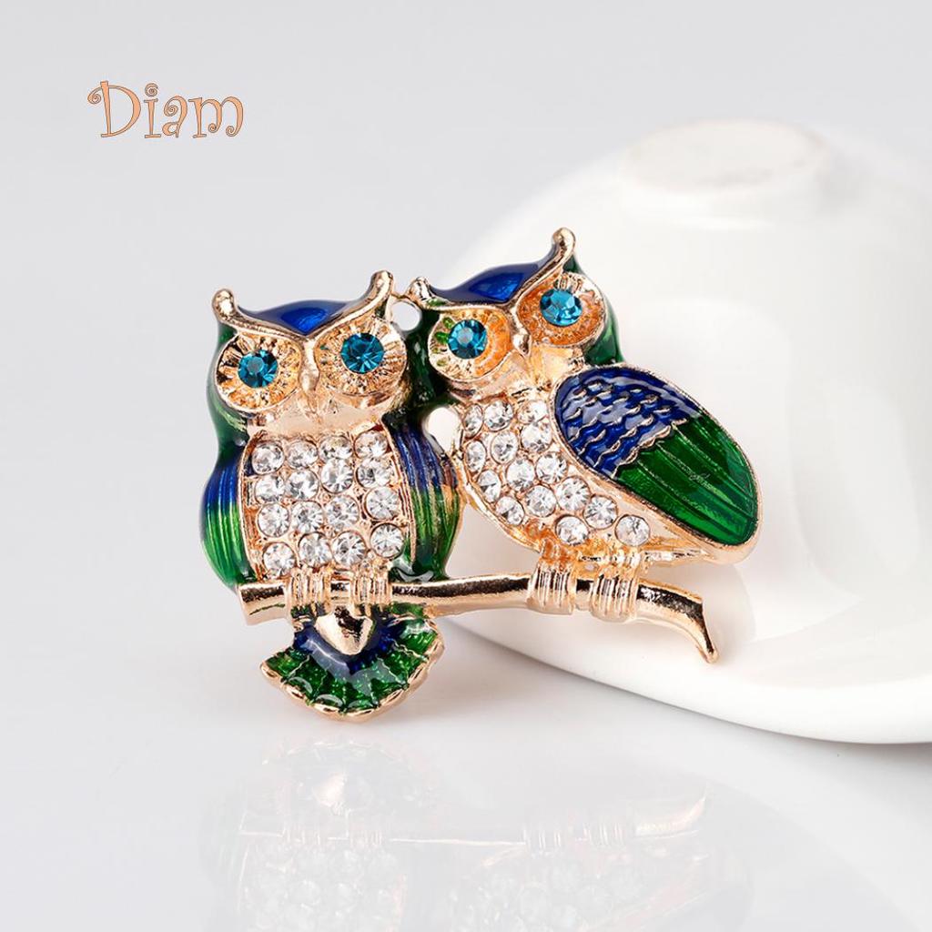 Брошь совы с горным хрусталем