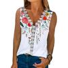 Летние блузки с v-образным вырезом и цветочным принтом, женские повседневные рубашки без рукавов 2023, топы, женская модная элегантная футболка, женская одежда 24858