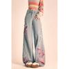 2024 Hong Kong Style Women's Wide-Leg Jeans with American Retro Butterfly Embroidery