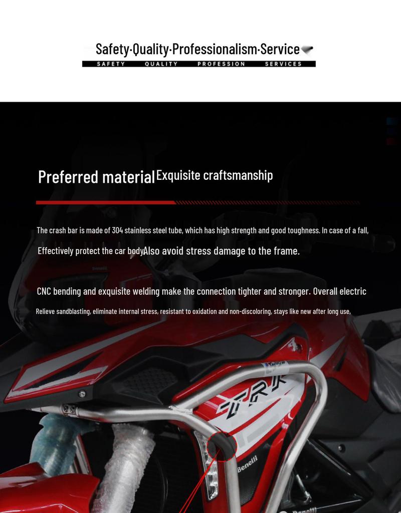 GSADV Crash Bars for Benelli TRK251: Full Coverage, 304 Stainless Steel