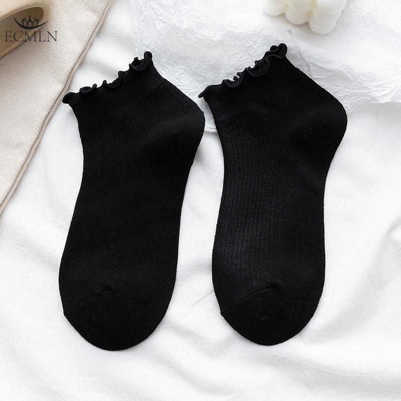 Летние повседневные кружевные милые носки средней длины модные женские носки конфетного цвета из хлопка