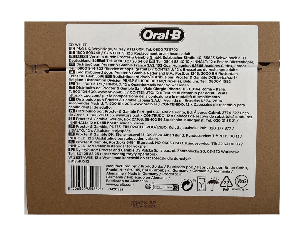 Braun Electric Toothbrush Replacement Brush PRO Whitening Brush 3D WHITE 12 Pieces Oral-B EB18pRX-12 [Product]