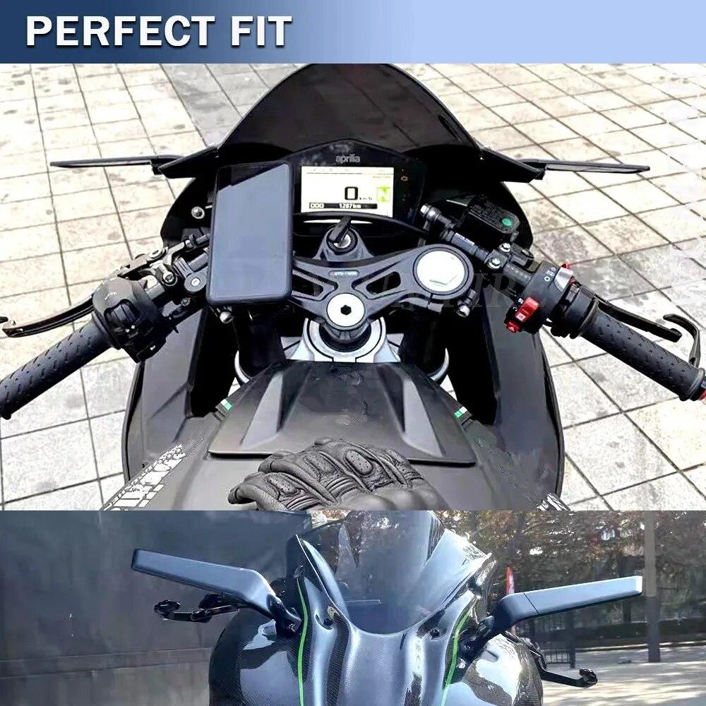 Модифицированное мотоциклетное зеркало для Kawasaki BMW Yamaha Honda Suzuki, аксессуары, регулируемое вращающееся боковое зеркало заднего вида с ветровым крылом