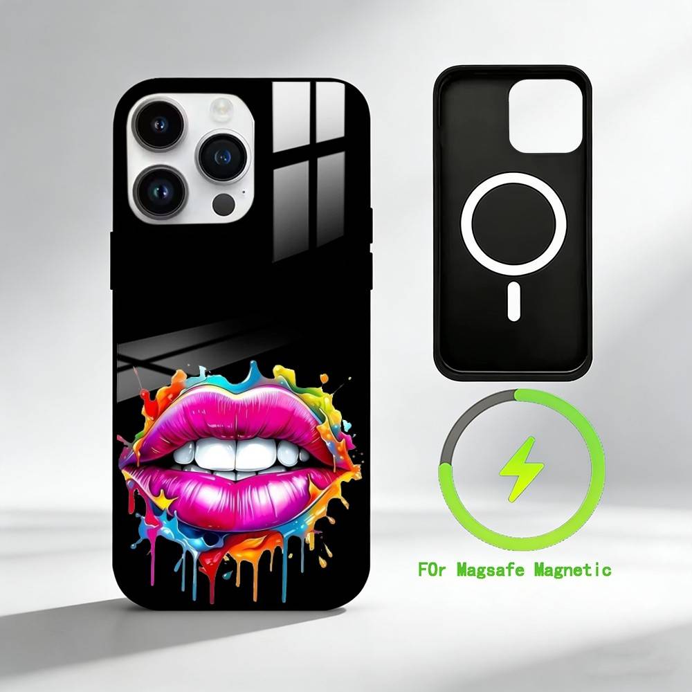 Яркий граффити чехол C-Cool для iPhone 17 16 15 14 13 12 Pro Max Plus с зеркальной беспроводной магнитной крышкой