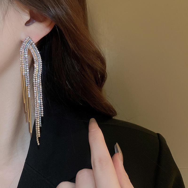 Элегантные серьги-кисточки со стразами – Модный европейский и американский стиль для женщин