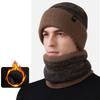 Autumn Winter Warm Knitted Cap Set Velvet Thick Cap Scarf Two-Piece Outdoor Wind-Proof Cap