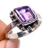Подарочное кольцо из натурального африканского аметиста ручной работы из цельного серебра 925 пробы S.6 v1B94