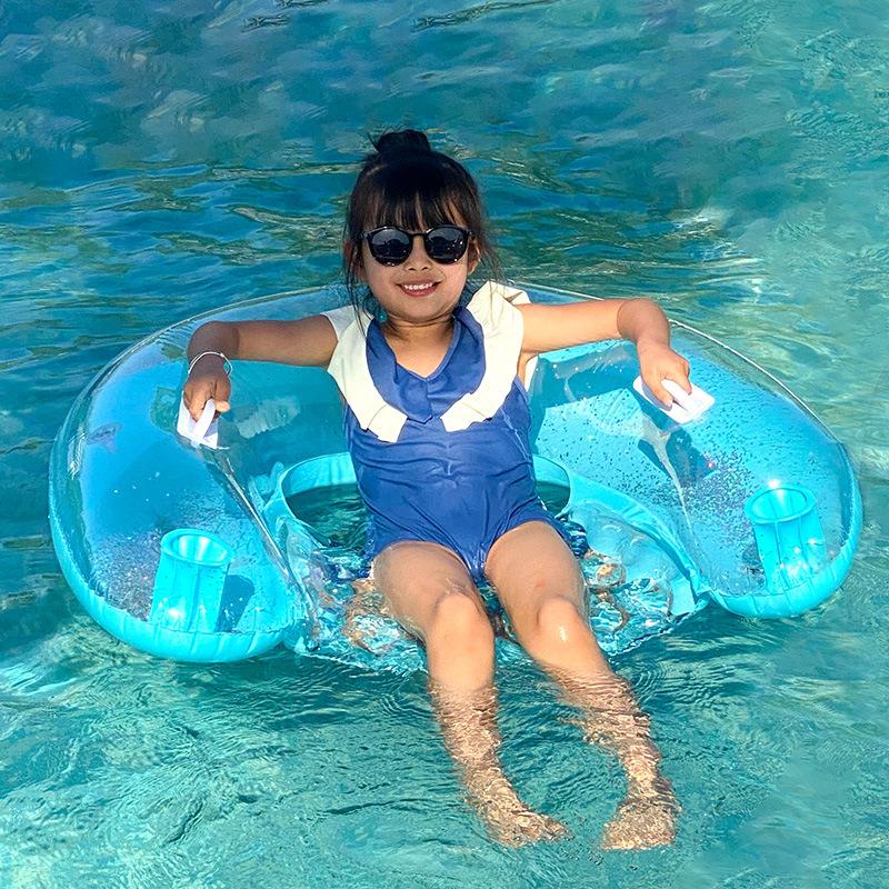 Adult And Children'S Water Leisure Lounge Chair Outdoor Water Play Pvc Inflatable Transparent Sequin Seat Floating Row Quality