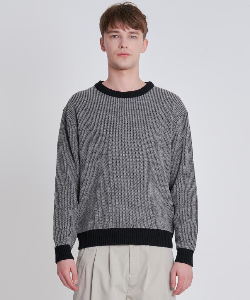 ZENSAI Double-Sewn Crewneck Knit Black