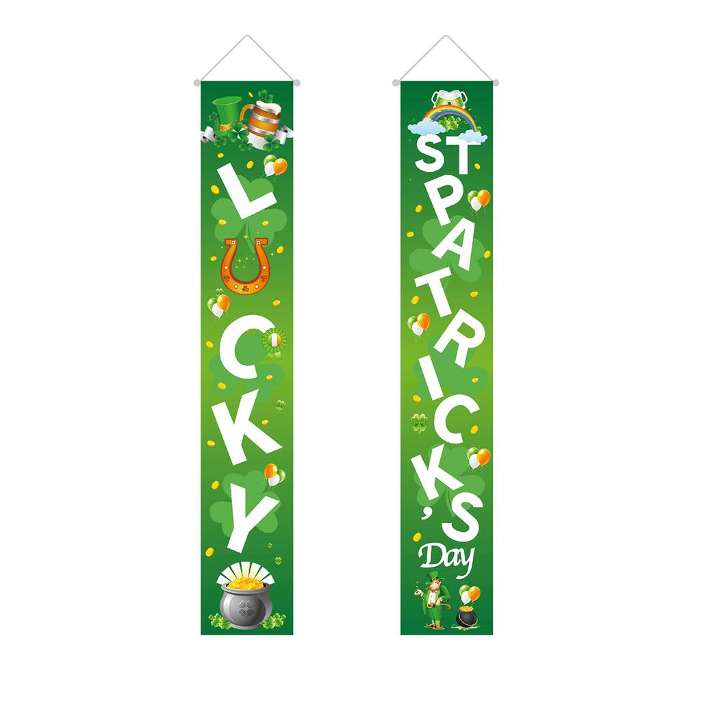 St. Patrick'S Day Family Party Door Frame Decoration Couplet Polyester Cloth Flag Poster Customization