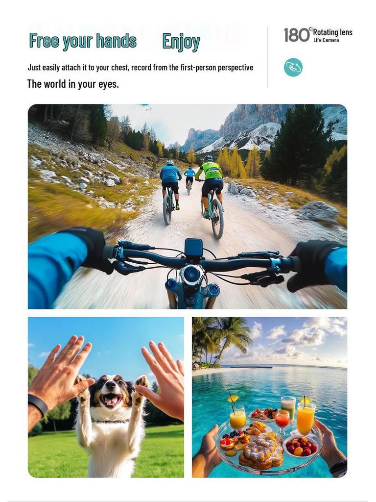 Magnetic 2.7K Night Vision Action Camera with Image Stabilization - Wearable Outdoor Thumb Camera for Cycling